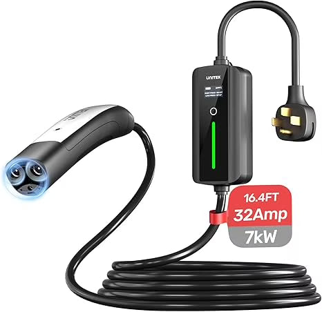 Unitek Portable Tesla Wall Charger -Level 1 & 2 EV Charger for All Tesla, 32Amp 7KW 240V Mobile Charger Connector for Tesla, EV Charging Station for Tesla, Tesla Home Charger for ModelY/3/S/X
