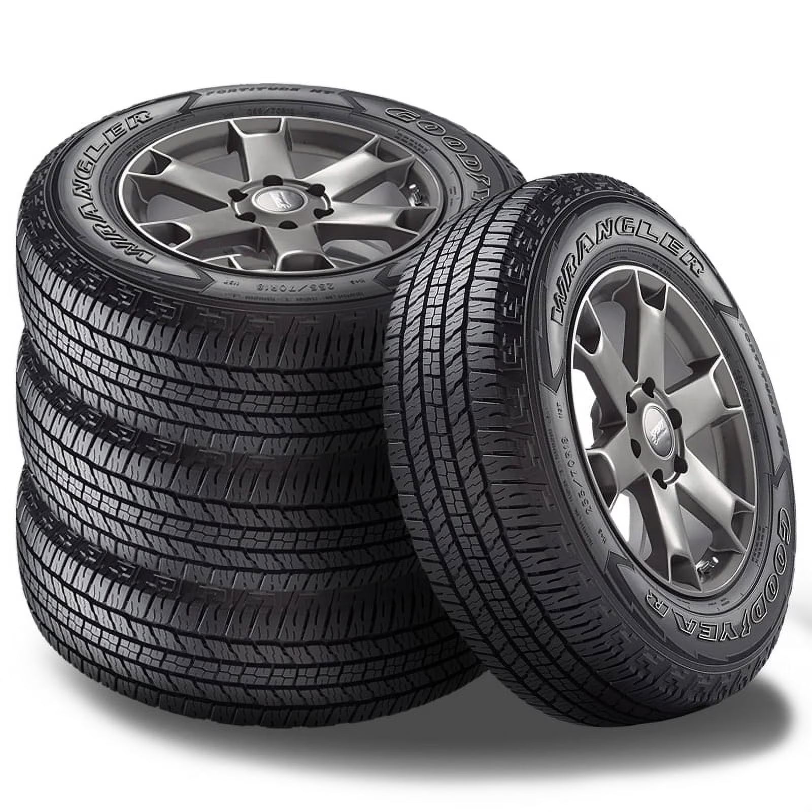 Set of 4 Goodyear Wrangler Fortitude HT 265/60R18 110T Truck Tires 65000 Mile Warranty 157076622 / 265/60/18 / 2656018 Fits: 2014-15 Jeep Grand Cherokee Summit, 2017-21 Jeep Grand Cherokee Trailhawk
