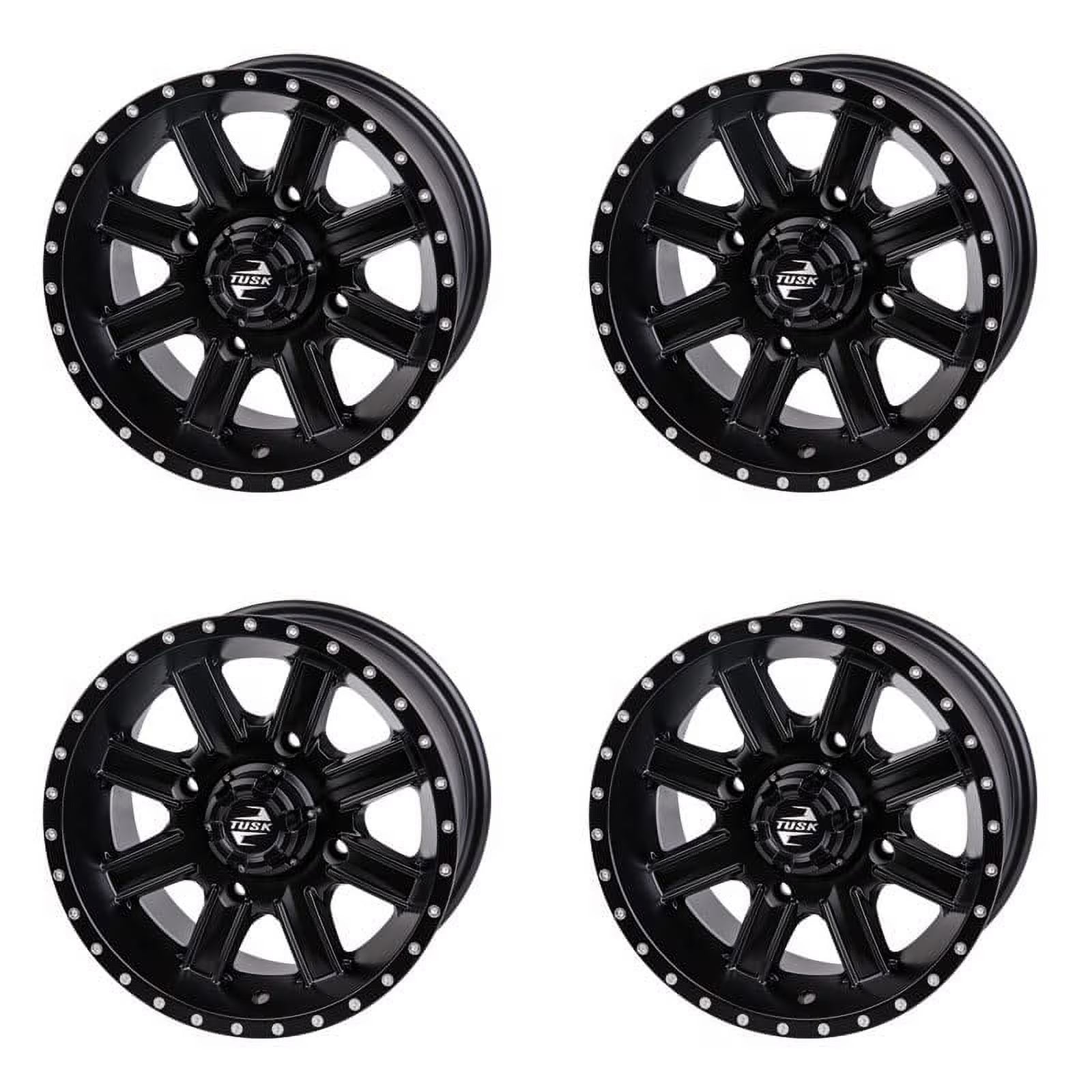 (4 Pack) 4/110 Tusk Cascade Wheel 12x7 5.0 + 2.0 Matte Black For HONDA TRX 500 4x4 FOREMAN ES 2005-2009,2011-2019