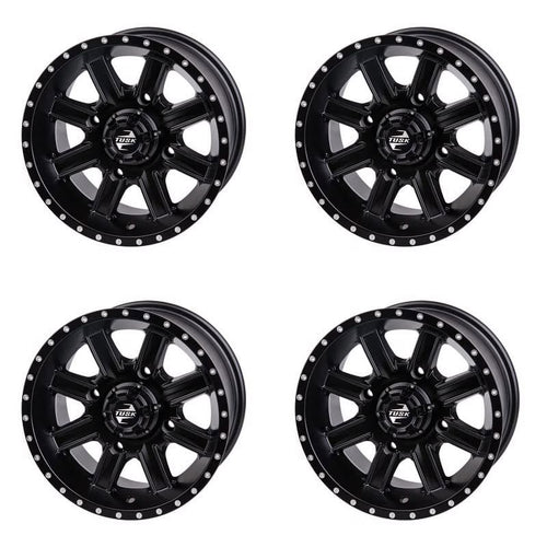 (4 Pack) 4/110 Tusk Cascade Wheel 12x7 5.0 + 2.0 Matte Black For HONDA TRX 500 4x4 FOREMAN ES 2005-2009,2011-2019