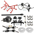 CV Axle Shaft Assembly & Drive Shaft Differential & Front Suspension Shock Swing Arm Swingarm Kit& Steering Spindle Wheel Hubs & Brake for 4WD Front Drive ATV UTV Quad Go Kart Golf Cart