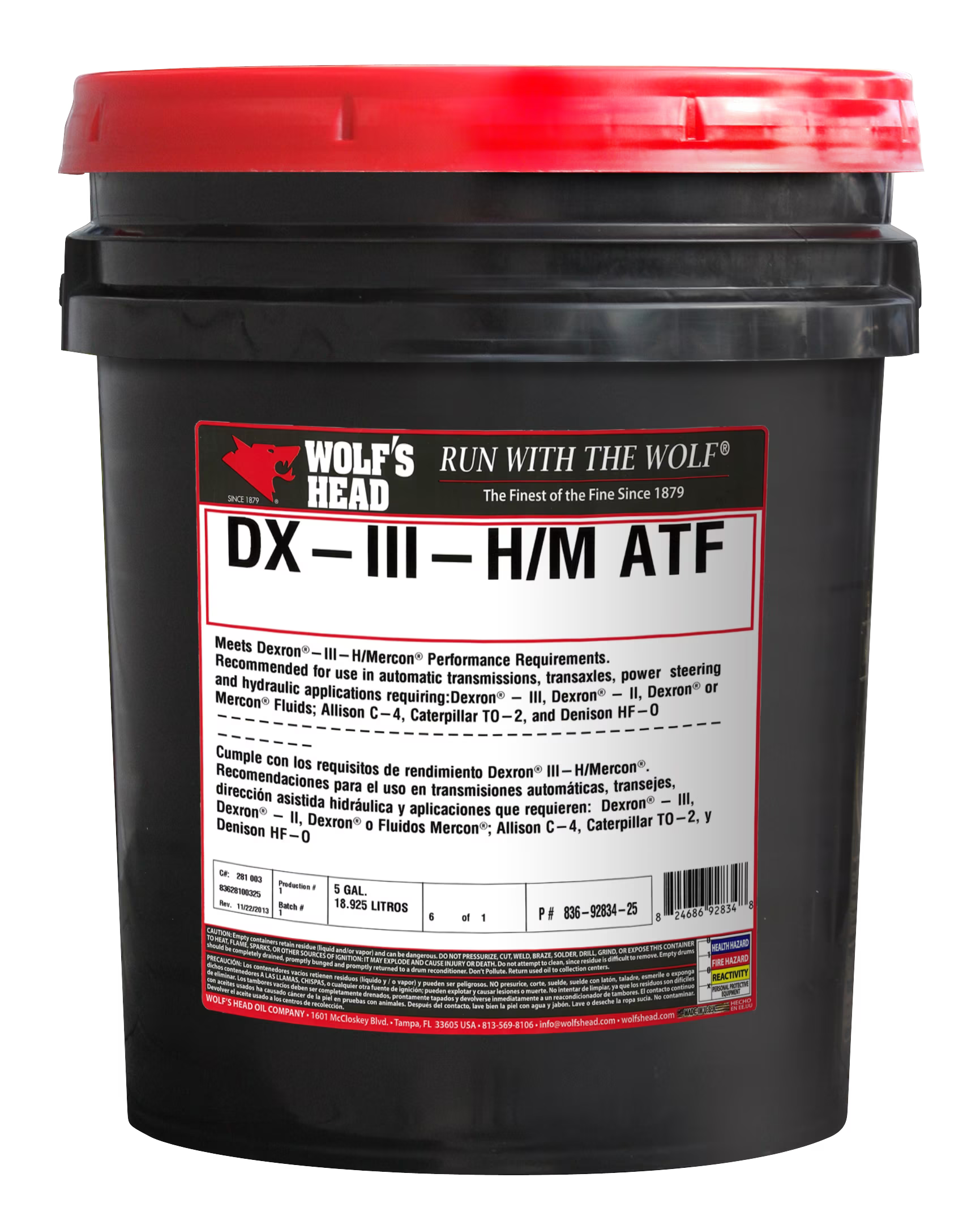 AMALIE OIL COMPANY 836-92834-25 WOLF'S HEAD 836-92834-25 - WOLF'S HEAD DEX III H/M ATF