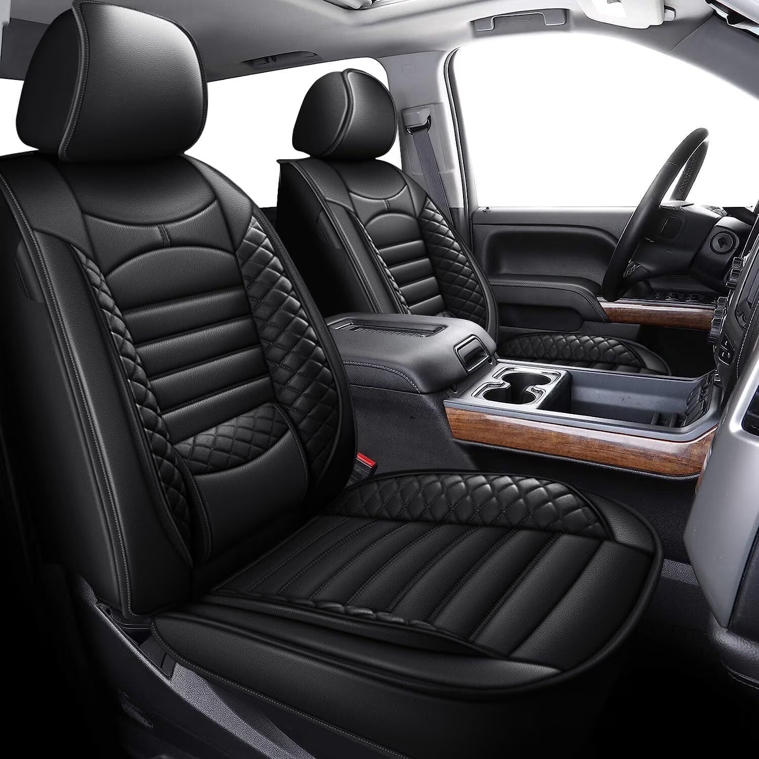 LAONNVIR Car 5-Seat Covers Front & Rear Full Set for Toyota Tacoma 2008-2024 Car Seat Covers PU Leather Cushion Pad (Black)
