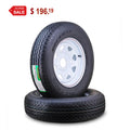 ROCKMAN Trailer Tire Wheel Assembly ST205/75R14 8-Ply D 105M 5 Lug on 4.5  PCD White Spoke Rim ,SET 2