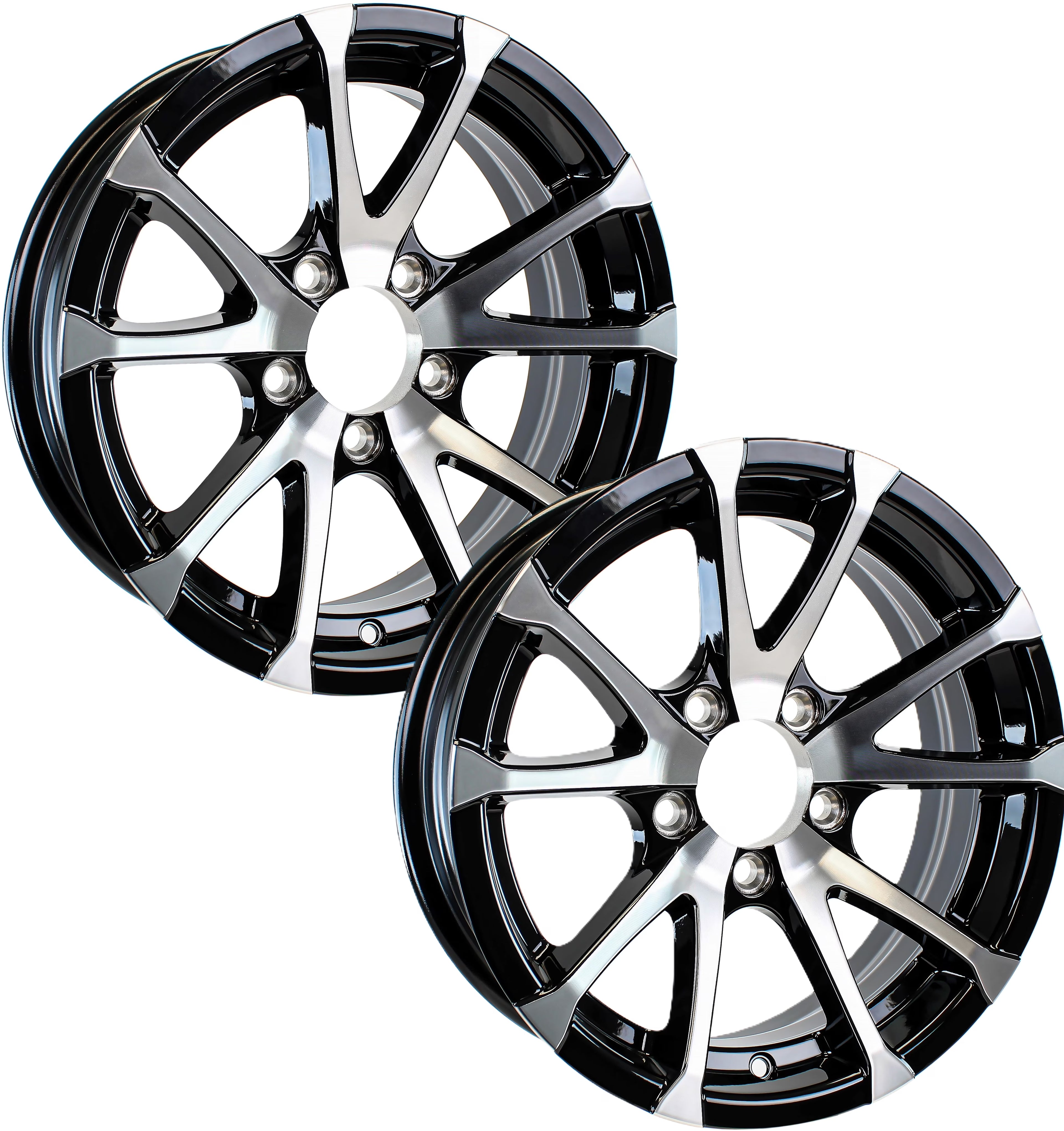 eCustomrim 2-Pack Aluminum Trailer Rims Wheels 5 Lug 13  Avalanche V-Spoke/Black