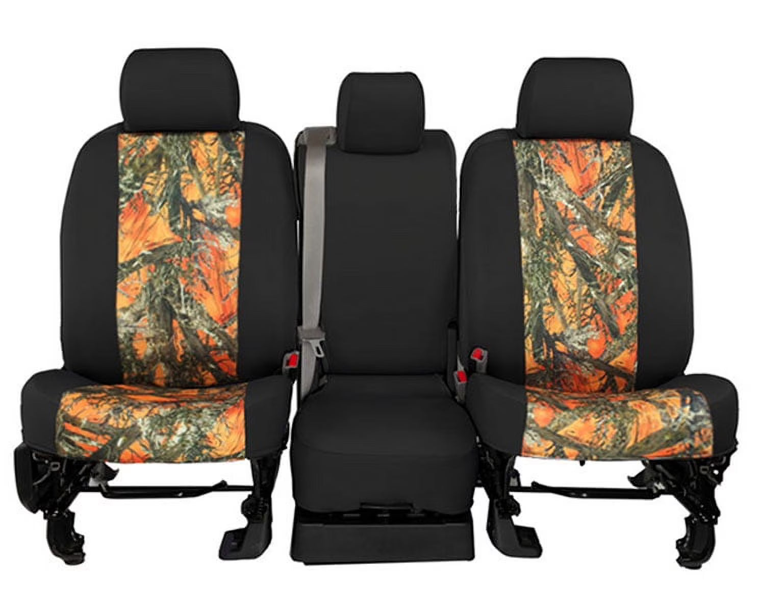 CalTrend Front 40/20/40 Split Bench TRUETIMBER Seat Covers for 2019-2023 Chevy/GMC Silverado|Sierra 1500-3500 - CV619-72KT BLAZE Insert with Black Trim