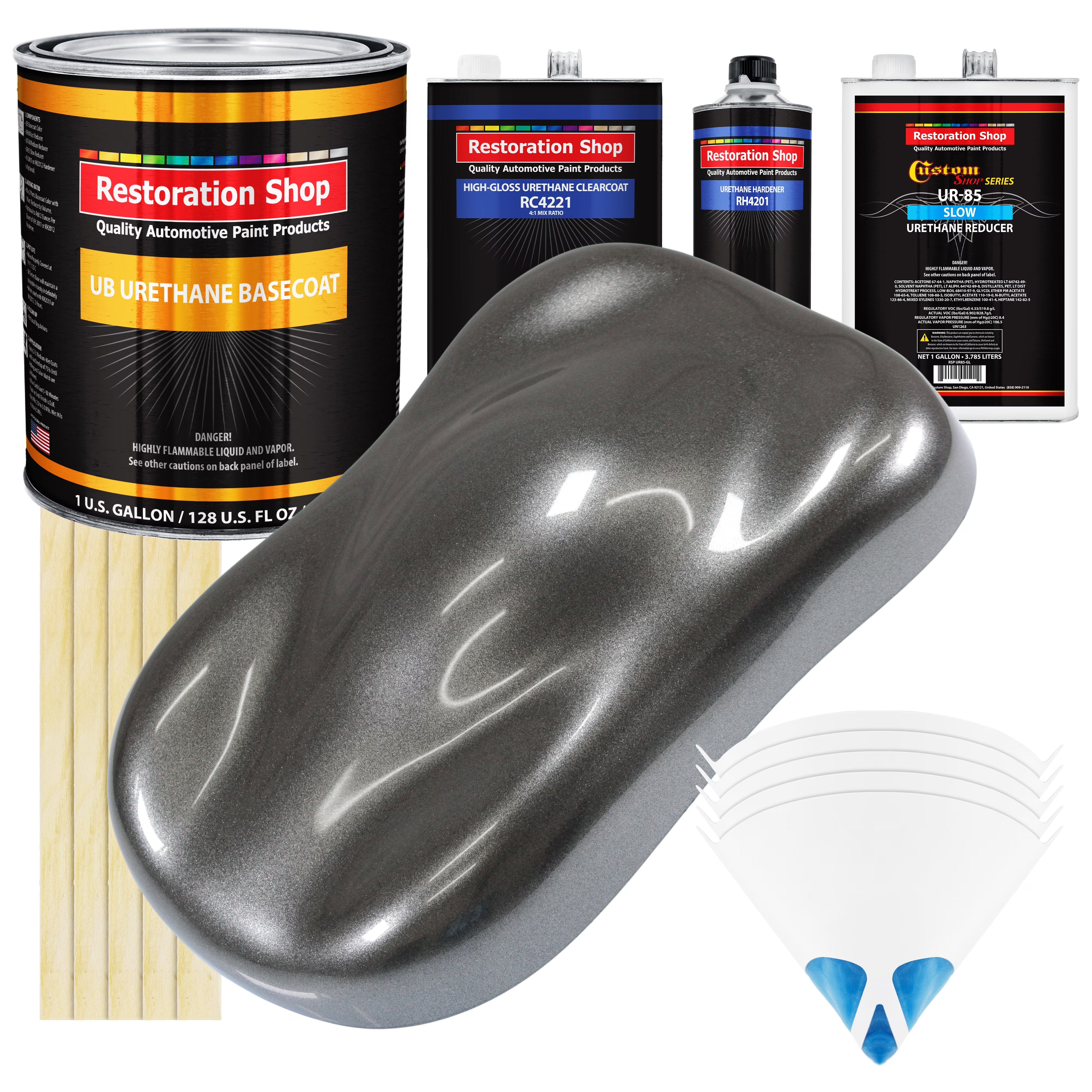 Meteor Gray Metallic SLOW Gallon Auto Car Paint Kit URETHANE BASECOAT Clearcoat