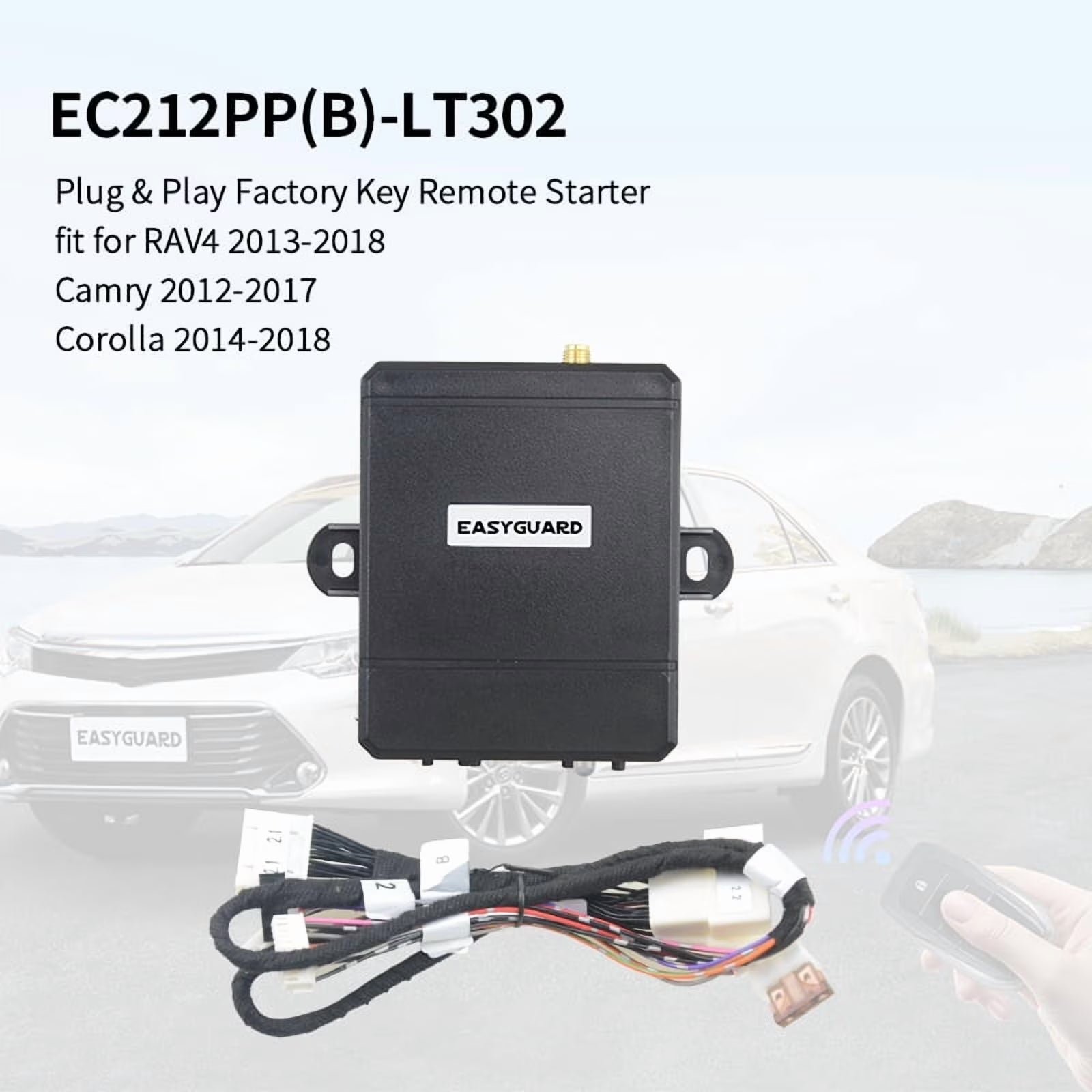 EASYGUARD Plug & Plug Remote Starter System fit for Toyota RAV4 13-18 Corolla 13-18 II Camry(Hybrid) 12-17 II Avalon 15-17 II Levin 14-18 II Prius 16-17 with OEM Push Start Button Automation LHD Car