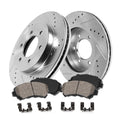 Callahan Brake Parts Brake Kit for Nissan Frontier 2003-2004, Nissan Xterra 2000-2004 Front Drilled and Slotted Brake Rotors with Ceramic Brake Pads EBYK014689