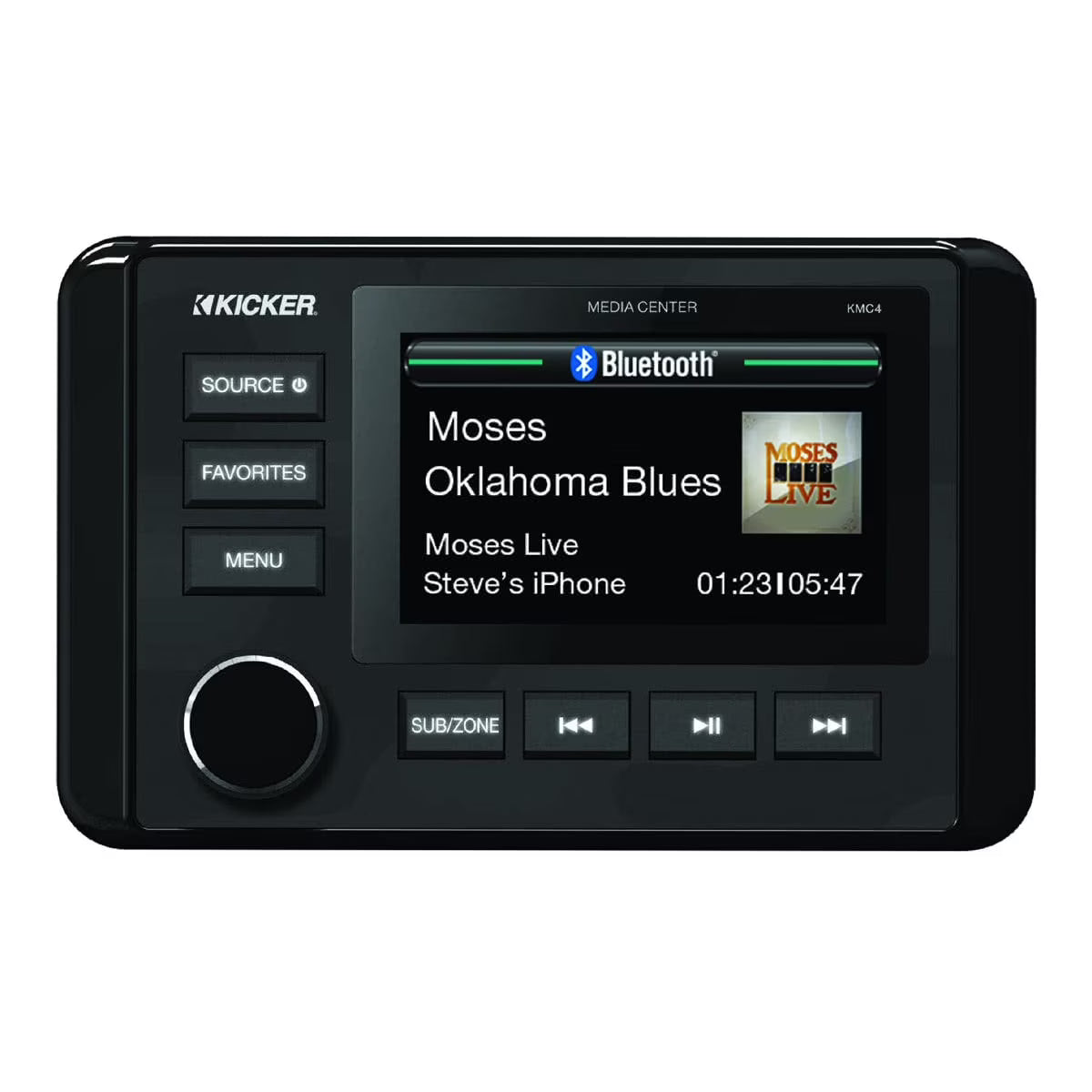 Kicker 46KMC4 Marine 200W Dual Zone Gauge Style Bluetooth Boat Media Center