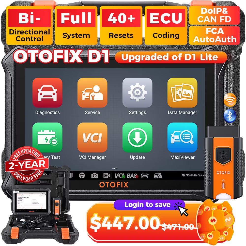 OTOFIX D1 Diagnostic Scan Tool with 40+ Resets FCA AutoAuth All Systems Diagnosis CAN FD & DoIP Bi-Directional Automotive Scanner Upgraded of D1 Lite