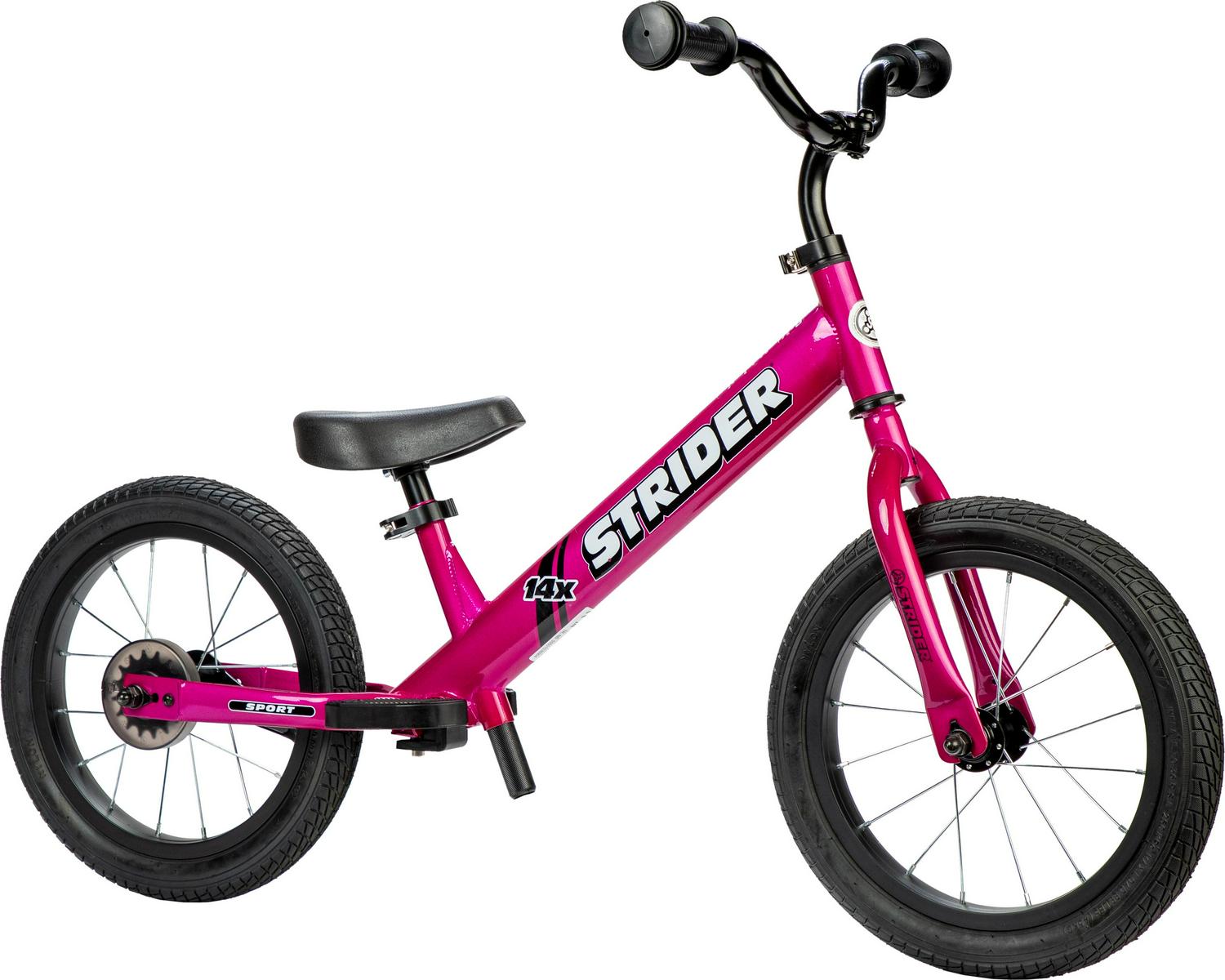 Strider - 14x Sport Balance Bike. Ages 3-6 Years. Pedal Conversion Kit Sold Separately - Funky Fuchsia