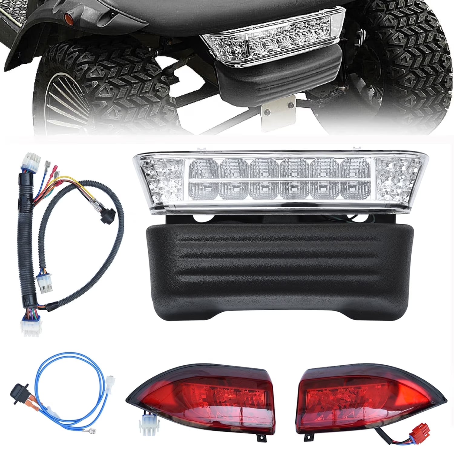 LED Golf Cart Light Kit for Club Car Precedent (2004-2008.5) 12V Street Legal Headlight & Taillight Kit Assembly for Gas & Electric Carts Golf Cart Replaces, Easy Install