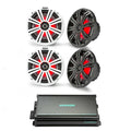 Kicker Marine Amplifier Speaker Bundle 8  LED Speaker (2 Pair) with 4 Channel Amp