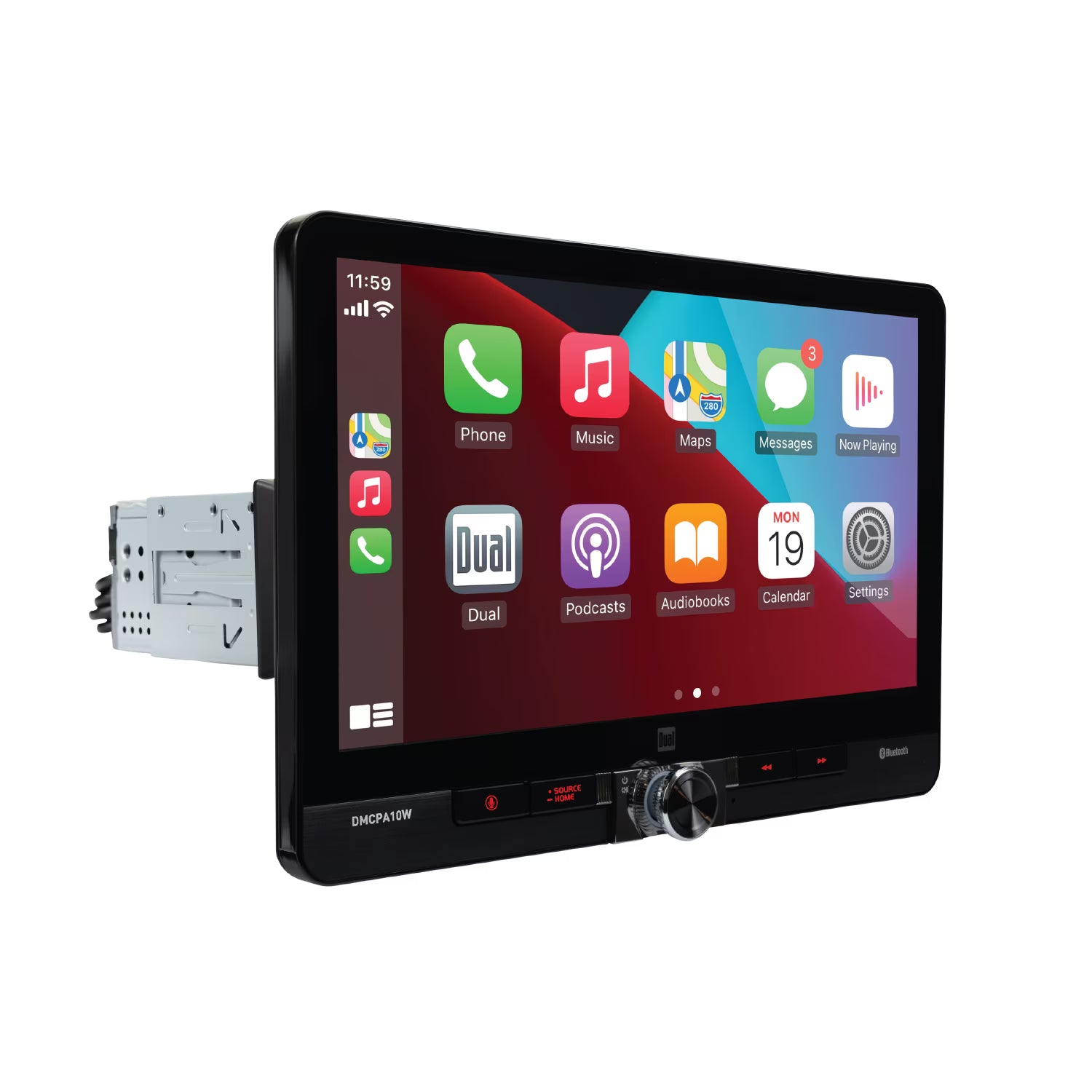 Dual Electronics 10.1  Touchscreen Car Stereo Receiver with Wireless Apple CarPlay & Android Auto ?C Includes Single & Double DIN Adapters, Bluetooth, USB ?C DMCPA10W (New)