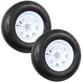 eCustomrim 2-Pk Radial Trailer Tire On Rim ST205/75R14 Load D 14  5 Lug Spoke Wheel White