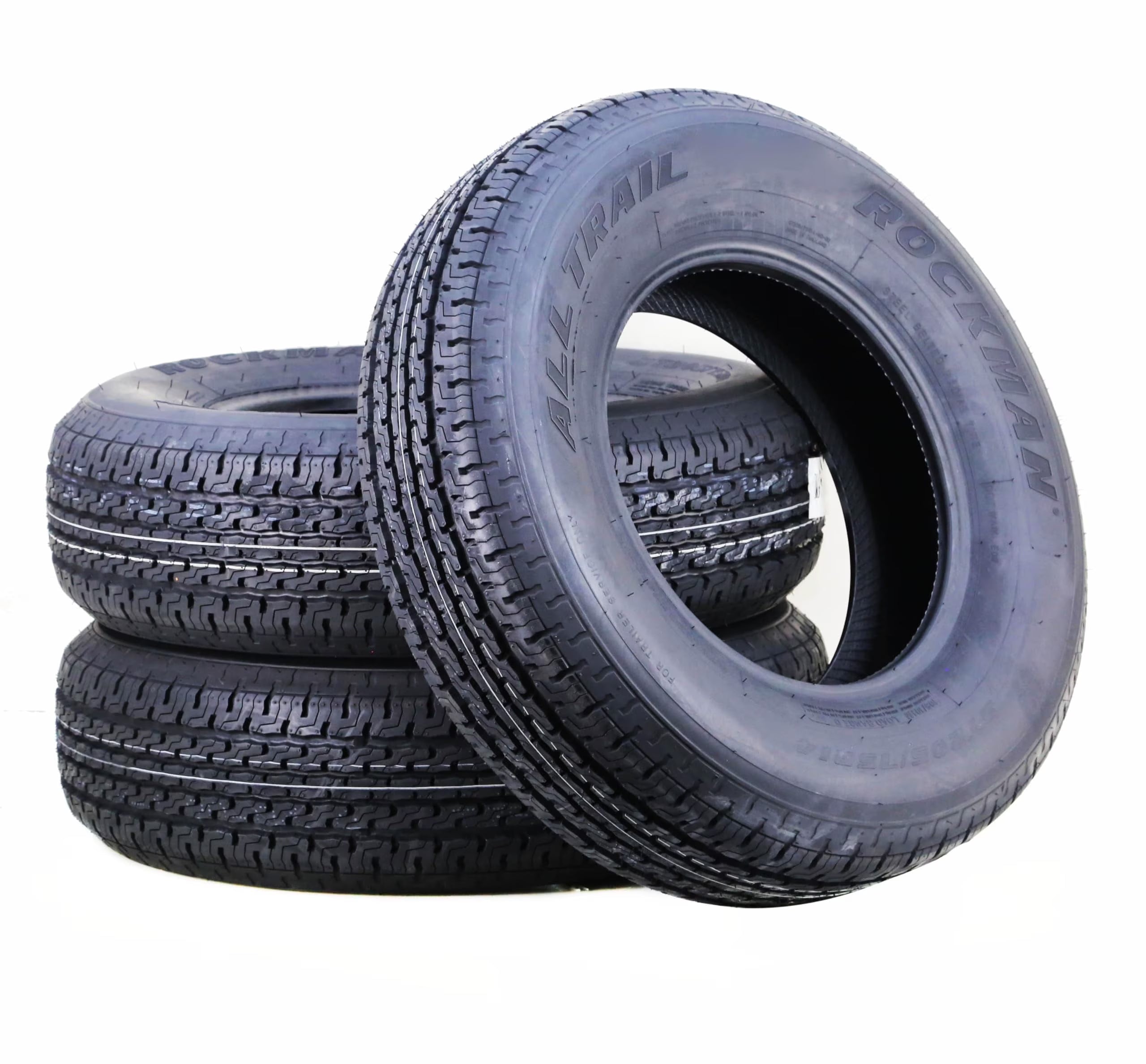 ROCKMAN Trailer Tire ST205/75R14 8-Ply Load Range D 105M Steel Belted Radial 11165, Set3