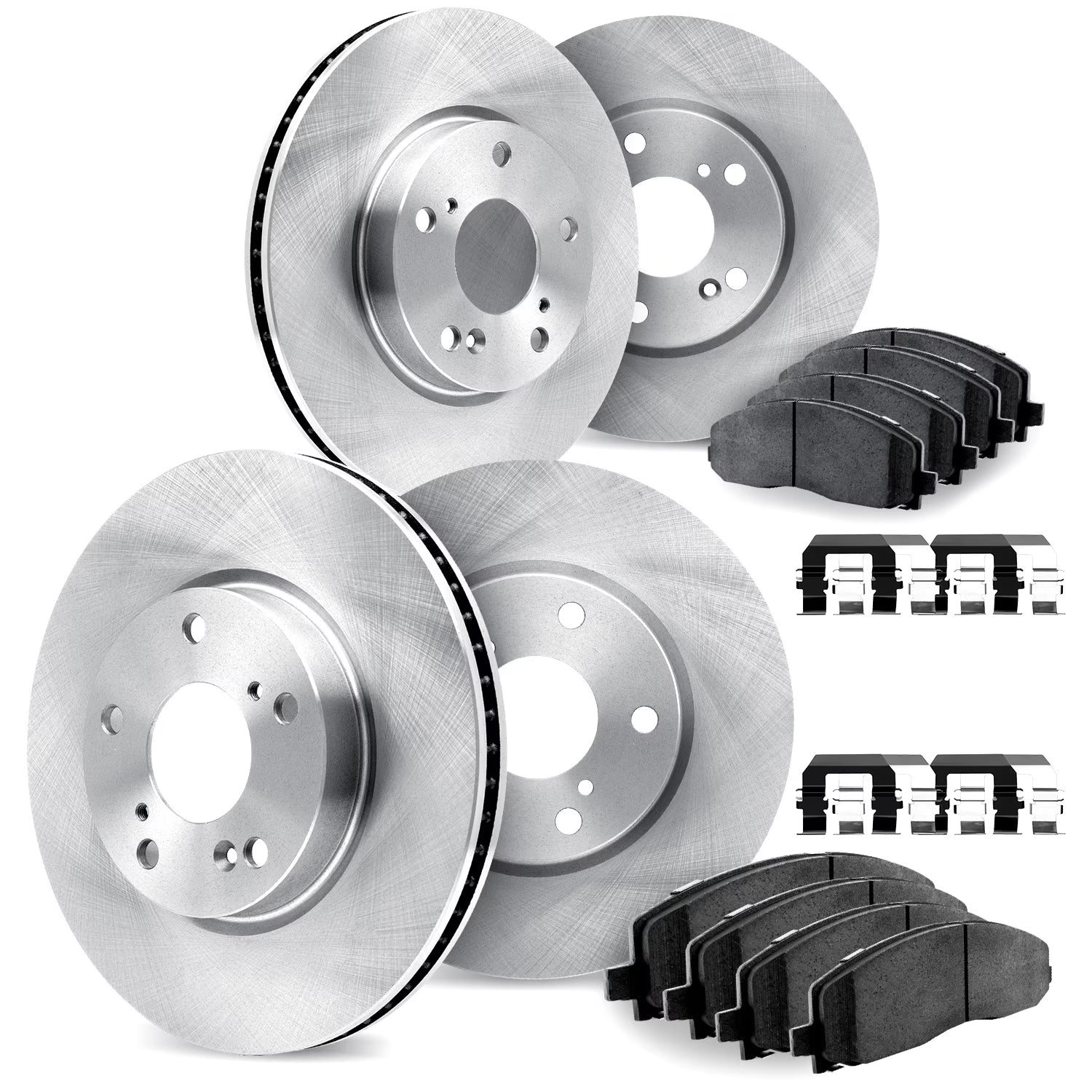 Dynamic Friction Company Front and Rear Brake Rotors with Ultimate Duty Performance Brake Pads includes Hardware - 6414-48051