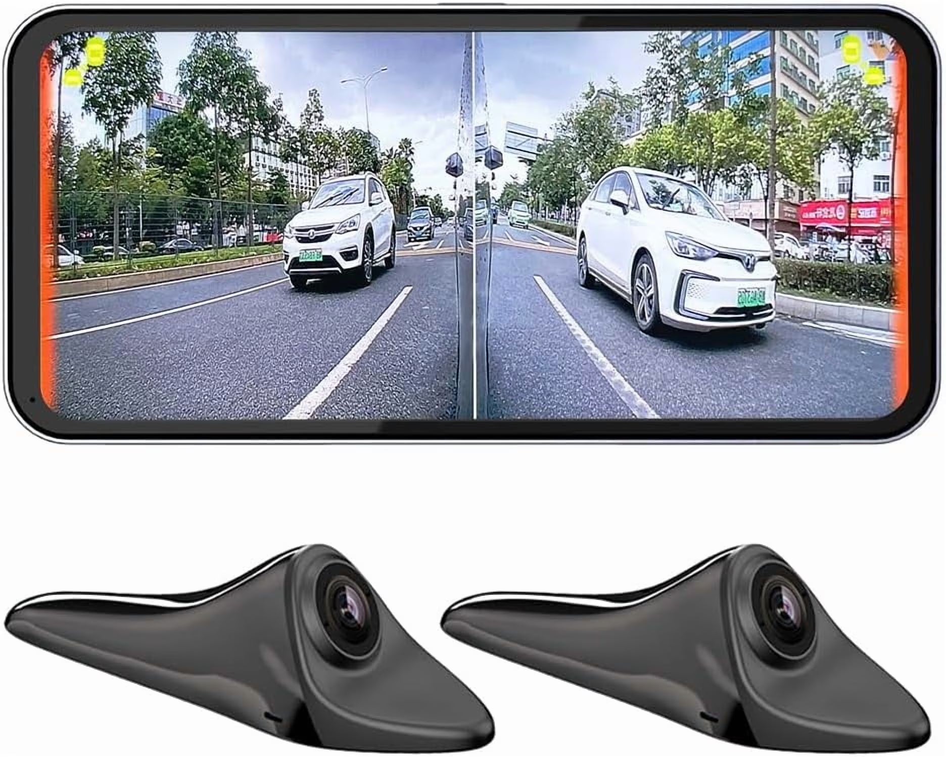 PDZGZ Left and Right Blind spot Side View Backup Camera System for Car with Monitor, Black, 6.25 