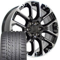 22 inch Hyper 5696 OE Wheels & Goodyear Tires Fit GM Trucks & SUVs - Tahoe Style Rims