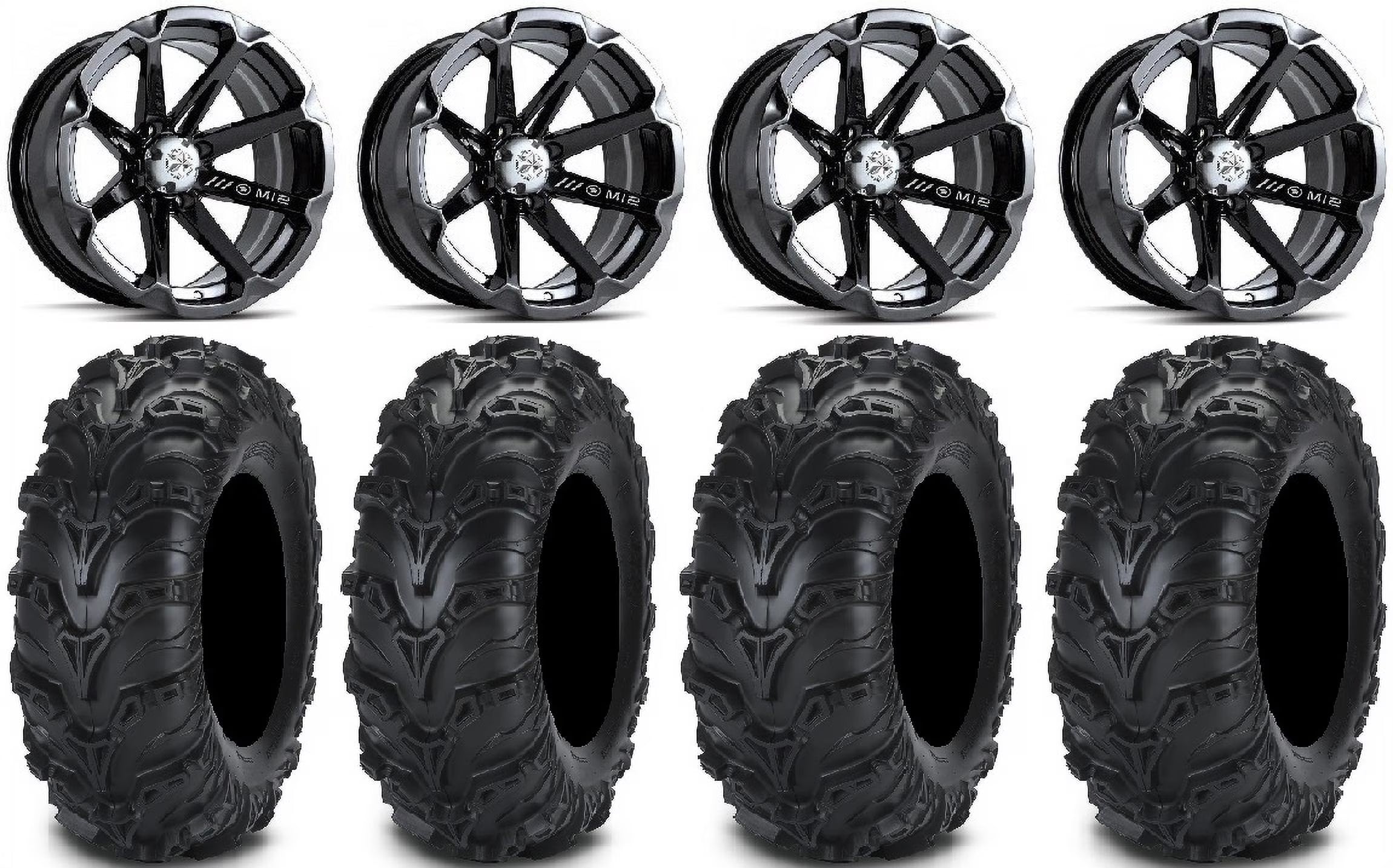 MSA Black Diesel 14  UTV Wheels 28  Mud Lite II Tires Yamaha Viking Wolverine YXZ1000R CFMoto ZForce 950 UForce 1000