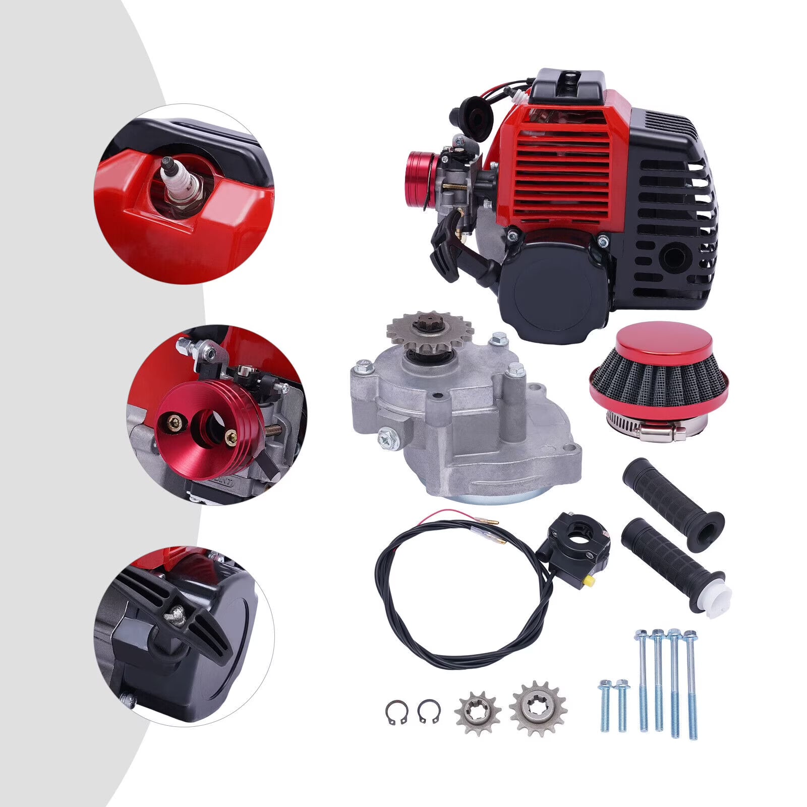 Bicycle Motorized Gas Petrol Bike Engine Motor Kit 49CC 2-Stroke Chain Scooter