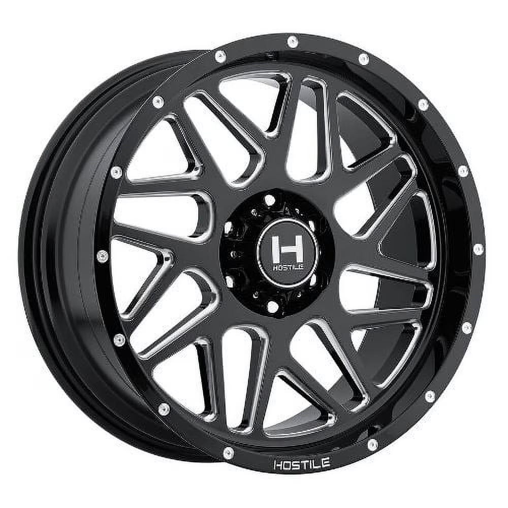 20x12 Hostile H108 Sprocket Blade Cut (Blk Milled) Wheel 6x5.5 (-44mm)