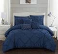 Chic Home Valentina 10-Piece Solid Color Comforter Set. King. Navy