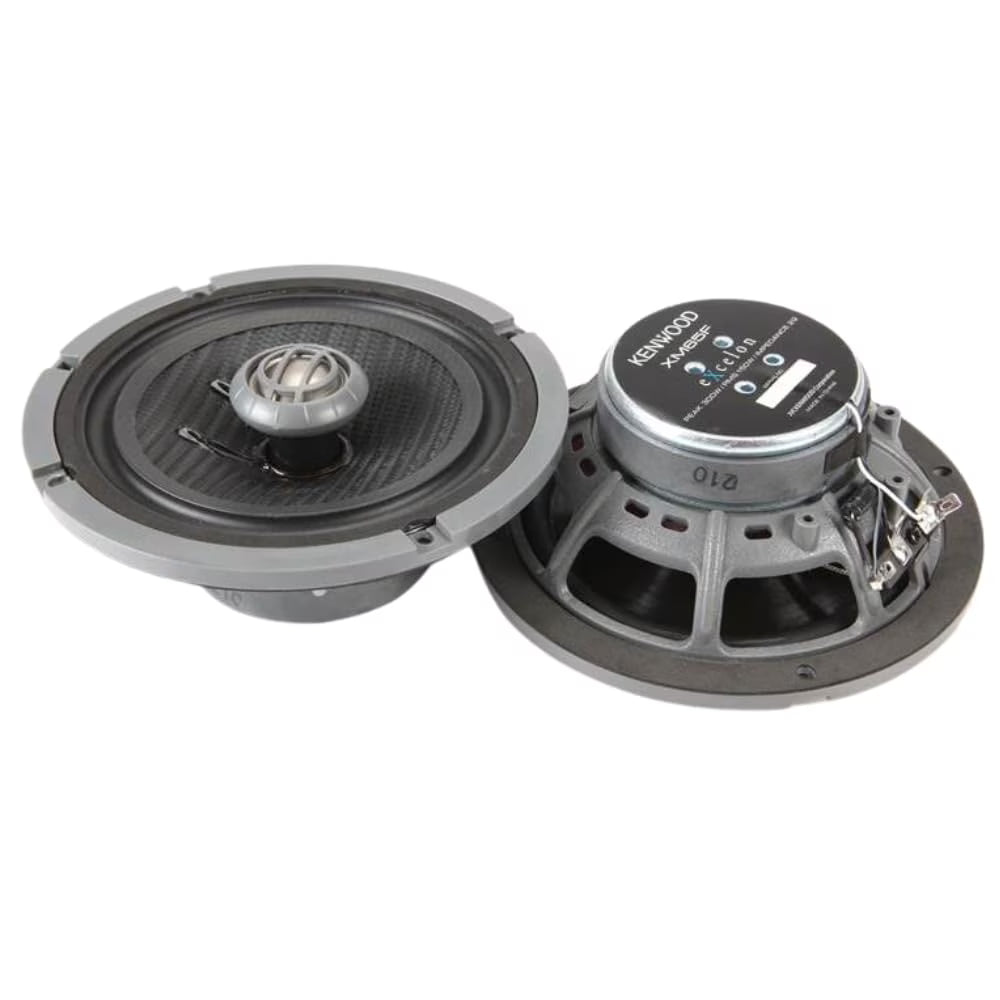 Kenwood Excelon XM65F Motorcycle Speakers (Pair), 6.5  2-Way Coaxial Speakers for Select 2014-Current Harley Motorcycles, 300W, 2-Ohm Impedance, Injection-Molded Polypropylene Cone & PEI Dome Tweeter