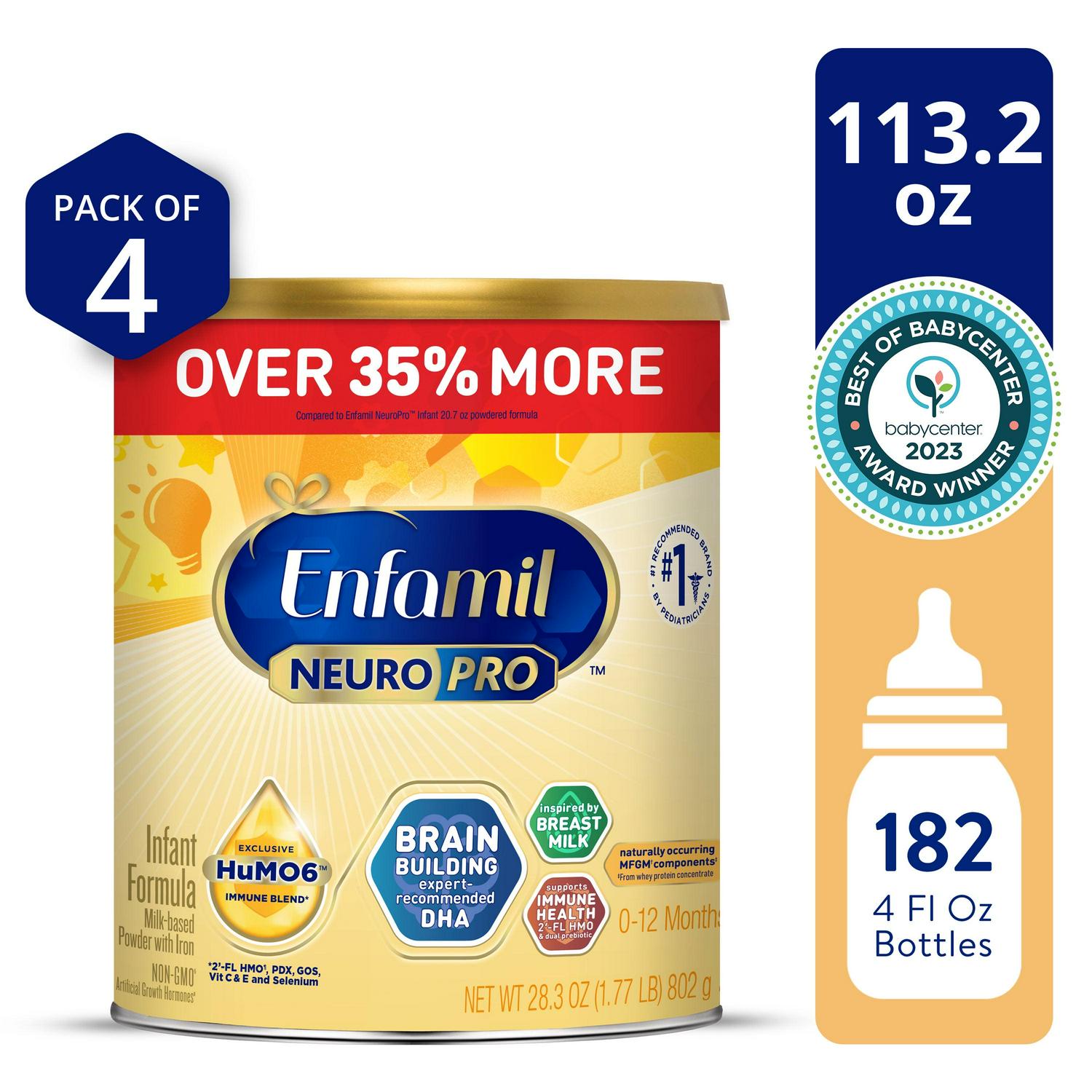 Enfamil NeuroPro Powder Baby Formula. Brain Support. 28.3 oz Can. 4 pack