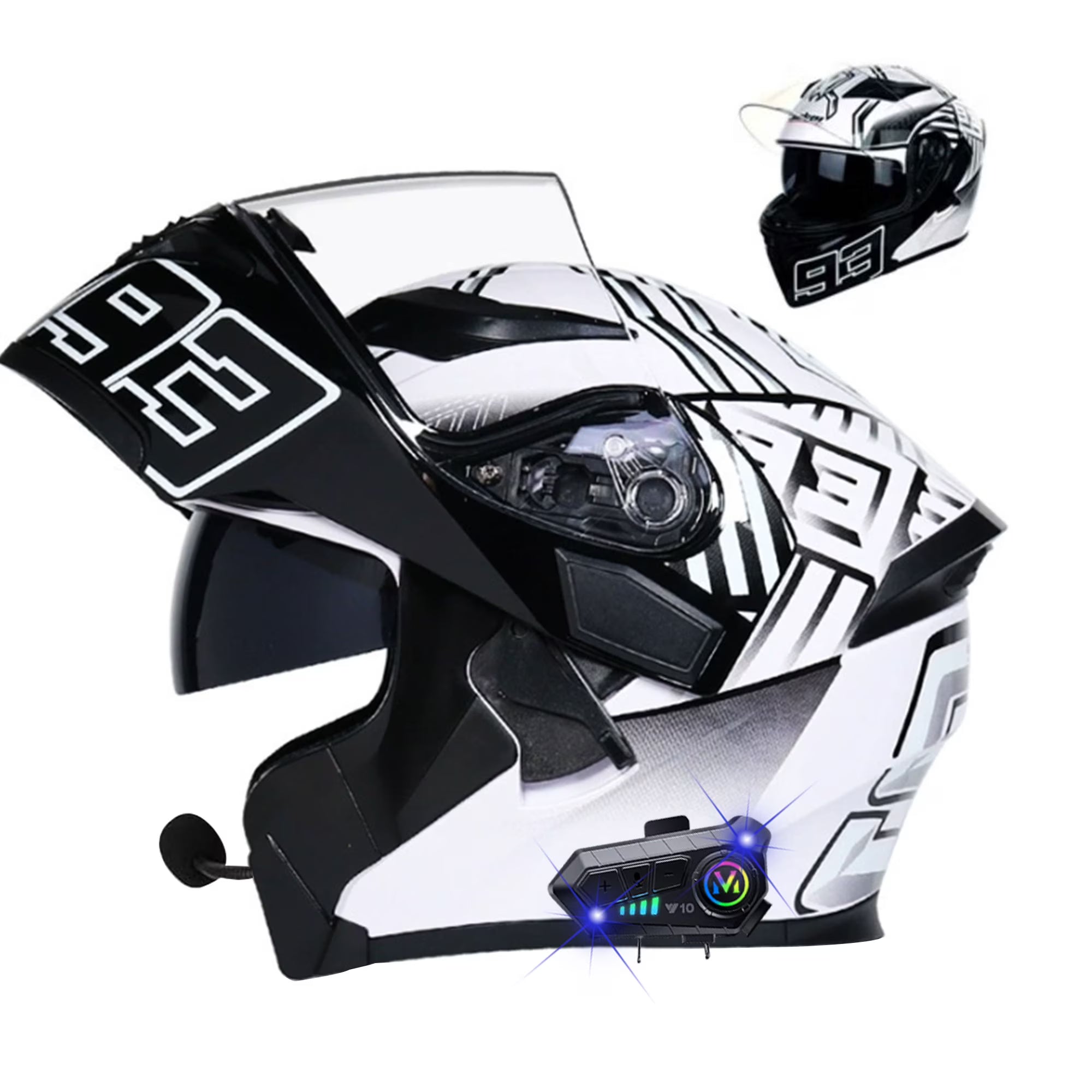 Bluetooth Modular Motorcycle Helmet for Adults DOT Full Face Motorcycle Helmets, Dual Visor Ventilation System, Anti-Fog Anti-Scratch Coating, High-Definition Lens