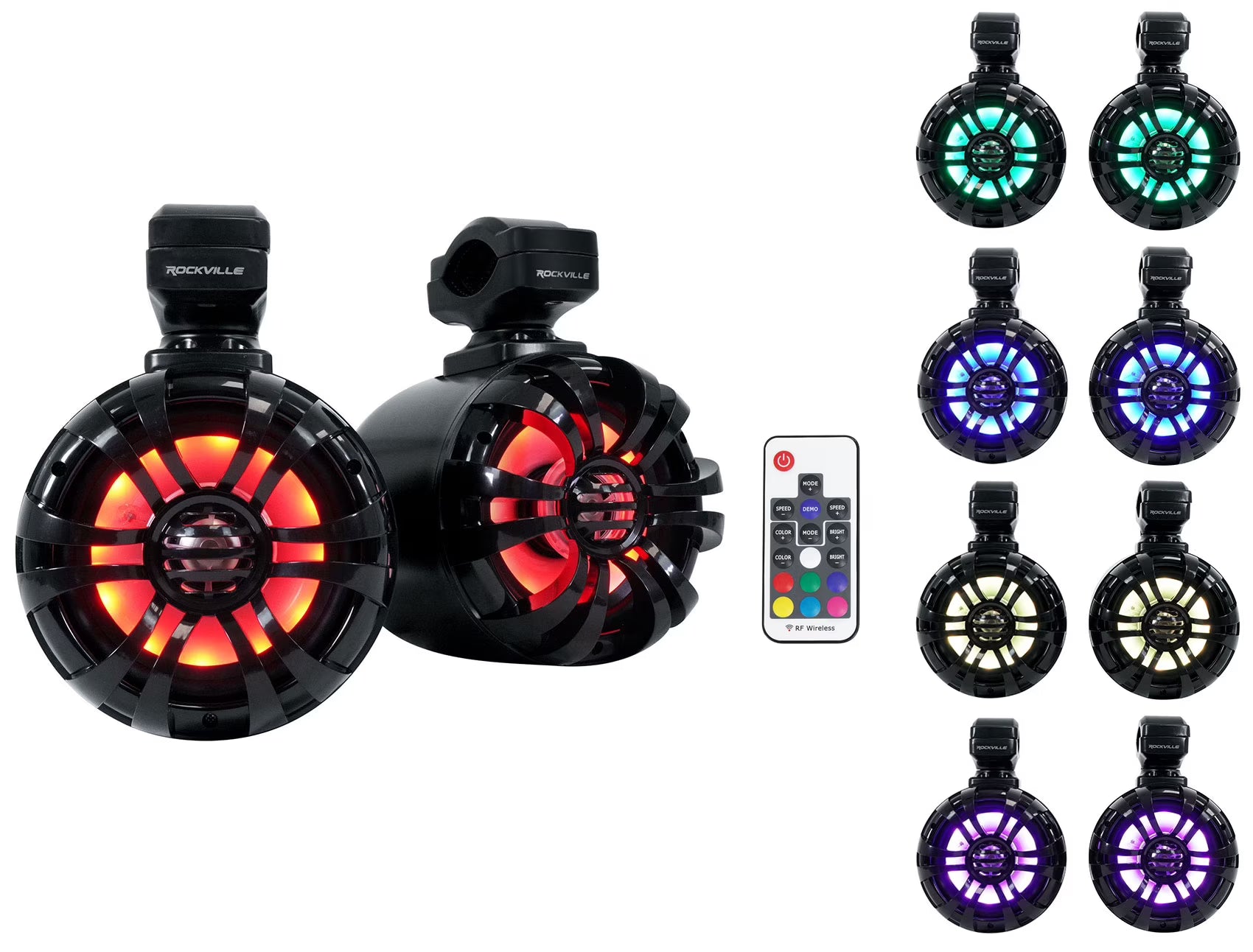 (2) Rockville WB50KLS BLACK 5.25  250w Metal Tower Speakers For ATV/UTV/Cart/RZR