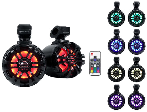 (2) Rockville WB50KLS BLACK 5.25  250w Metal Tower Speakers For ATV/UTV/Cart/RZR