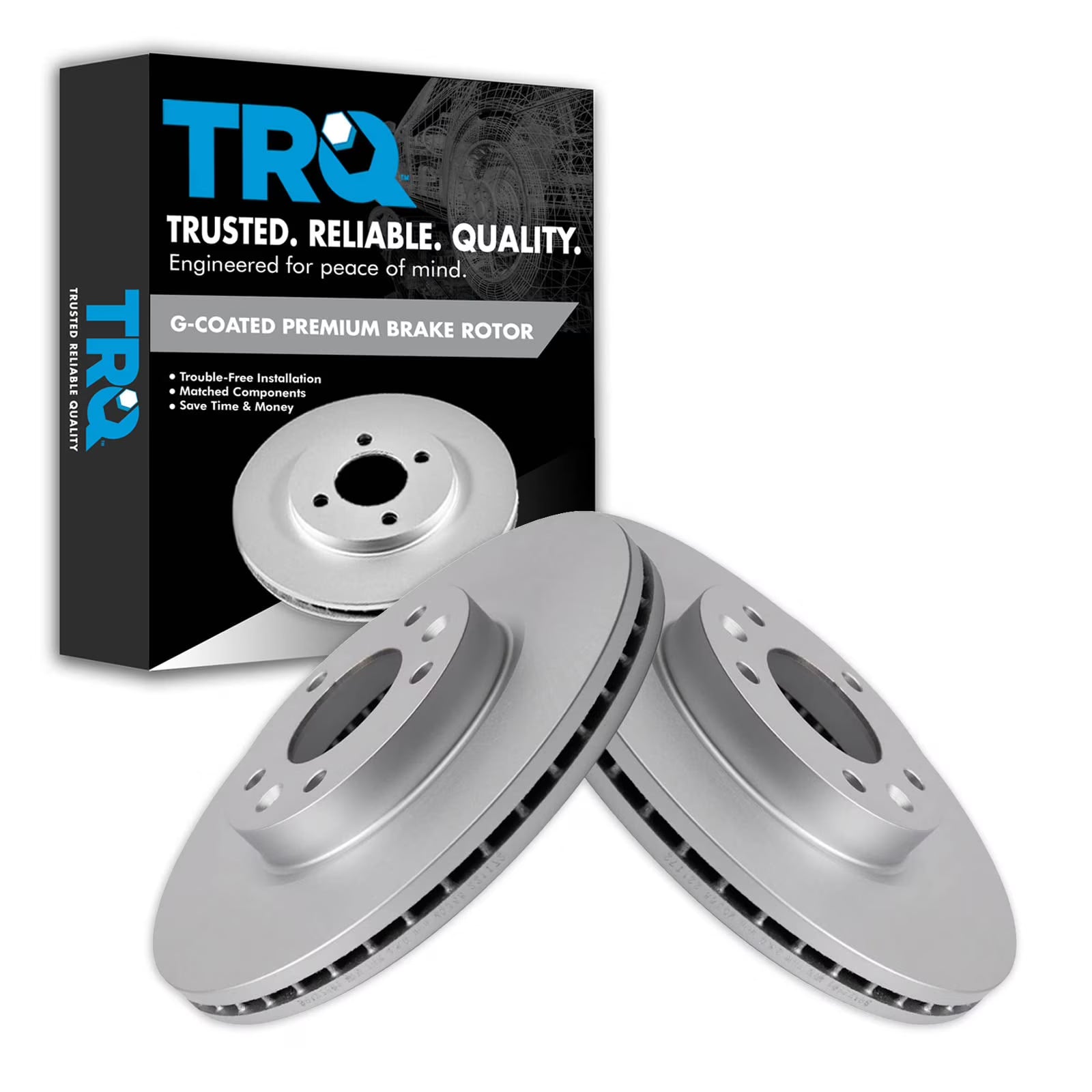 TRQ Front Brake Rotors Set Vented Premium G-Coated Fits Select 2006-2012 Ford Fusion 2007-2012 Lincoln MKZ 2006 Zephyr 2006-2013 Mazda 6 2006-2011 Mercury Milan