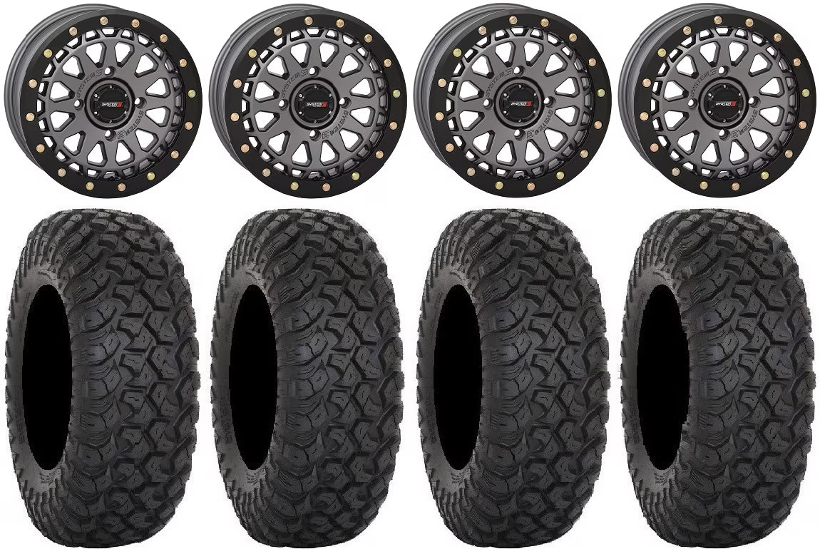 System 3 SB-6 15  Wheels Gunmetal (6+1) 32  RT320 Tires Kawasaki Mule Pro FXT
