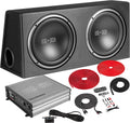 Belva BPKG212v2 Complete Bass Package, Dual 12  4-Ohm Woofers with Class A/B Mono Block Amp, 1200 Watts Max Power and Amp Kit, Version 2