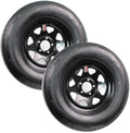 eCustomrim 2-Pk Radial Mounted Trailer Tire Rim ST205/75R15 Load D 5-4.5 Black Spoke Wheel