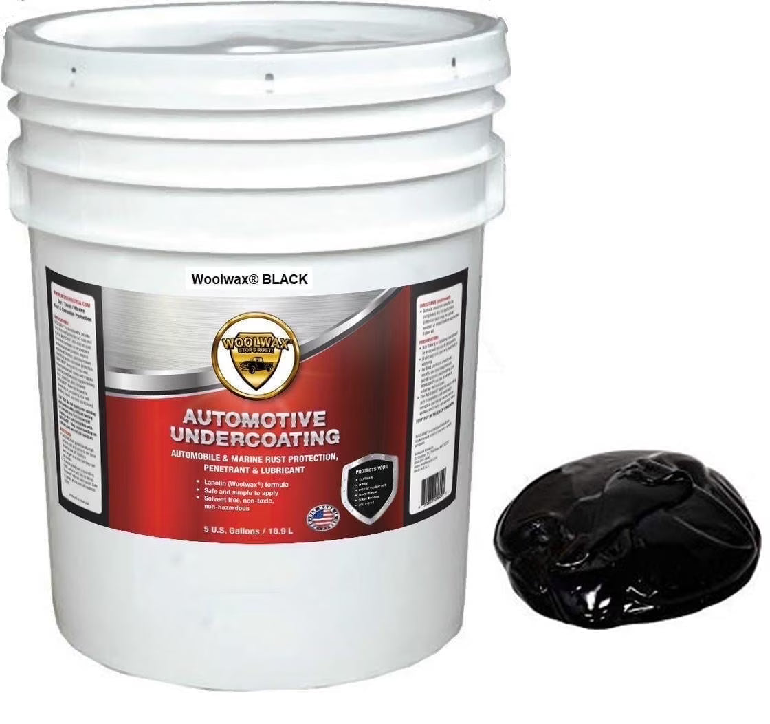 WOOLWAX 5 Gallon Pail BLACK Lanolin Undercoating Thick Fluid Coating Long Lasting Resists Wash-off Film Barrier Protects For (2) Years+ or More. Rust Inhibitor Rust Prevention Anti Rust Coating
