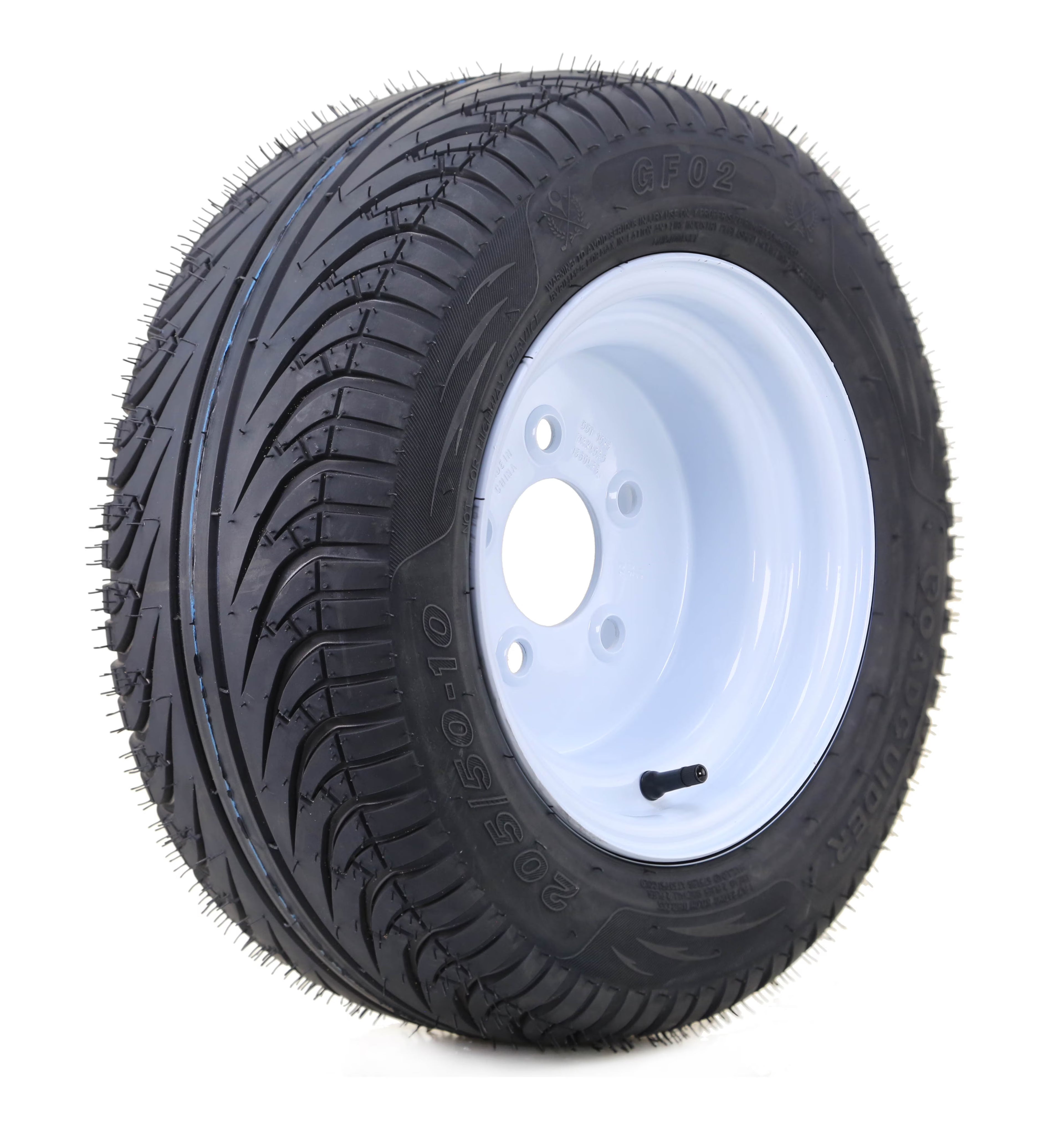 LIBRA Golf Cart Tire Wheel Assembly 205/50-10 on White Steel Wheel 5 Lugs on 4.5  PCD -14037