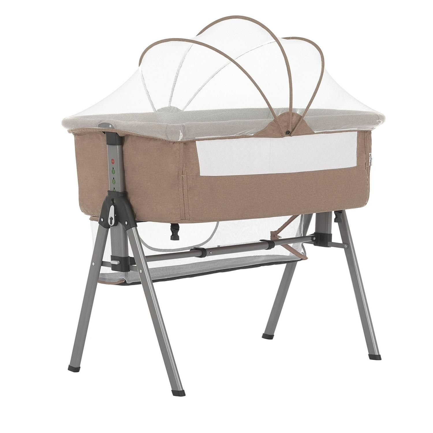 Dream On Me Lotus Bassinet and Bedside Sleeper in Brown. Lightweight. Carry Bag Included