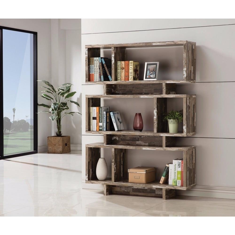 Coaster Company Geometric 5-Tier Bookcase. Salvaged Cabin Finish
