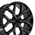 26 inch Replica Wheel CV98B Fits Chevy Silverado Rim 26x10 Black Milled Wheel