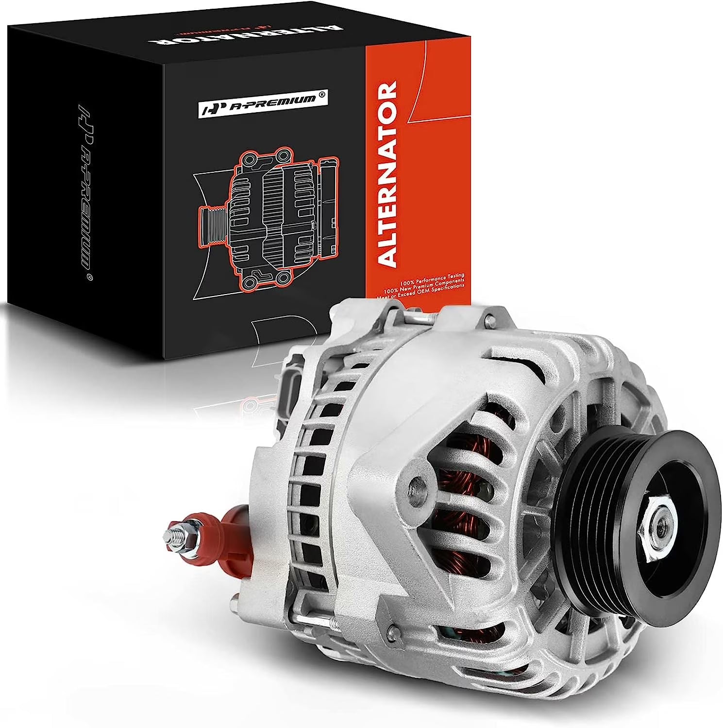 A-Premium Alternator with 12V 105A 110A for Ford Mustang 2001-2004 3.8L, 2004 3.9L, # 1R3U-10300-AA