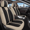 DIKSOAKR Car Seat Covers Full Set Fit for Lincoln MKS 2009-2016: 5 Seat Auto Interior Accessories, Faux Leather Waterproof Car Seat Cushions Vehical Cover (Black&Beige)