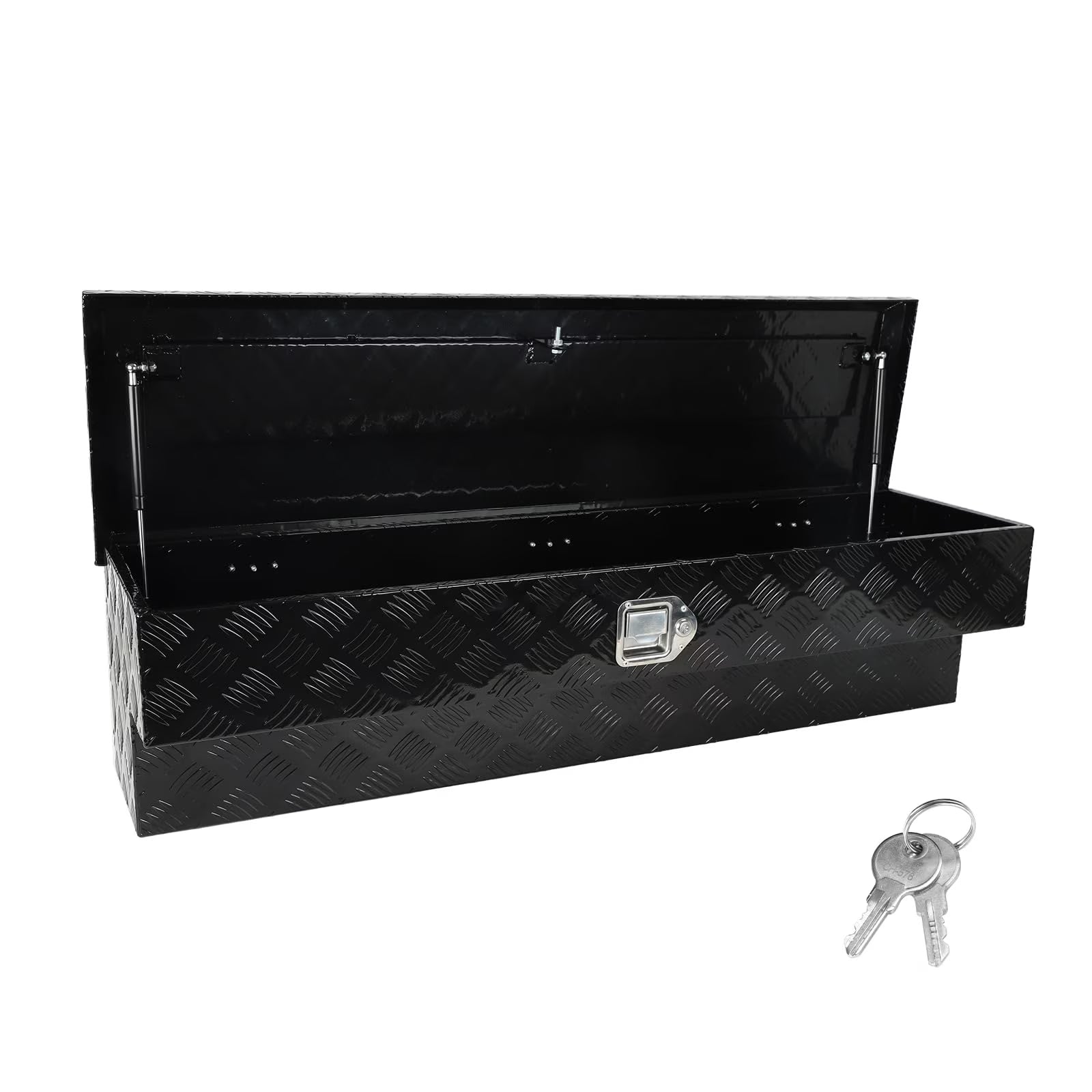Confote 48 inch Heavy Duty Aluminum Side Mount Tool Box, 5 Bar and Paddle Latch for Pickup Trucks, Black