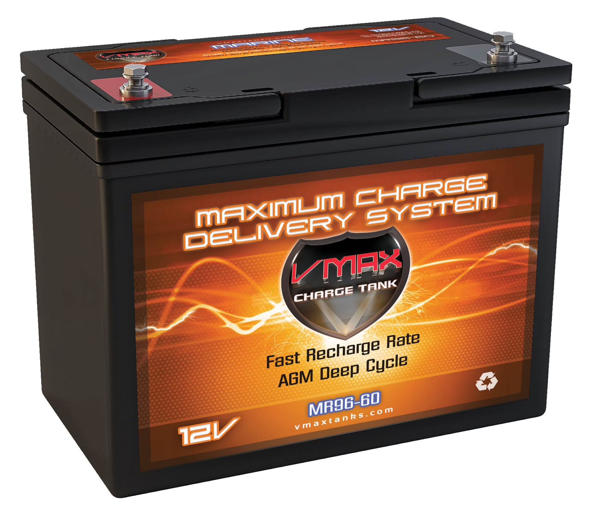 VMAX MR96-60 12V 60Ah AGM Deep Cycle Marine Battery for 12 Volt 36 Pound 36lb Thrust Trolling Motors
