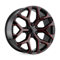 Oe Creations Pr176 26X10 6X139.7 24Et 70.7Cb Gloss Black Red Milled Wheel
