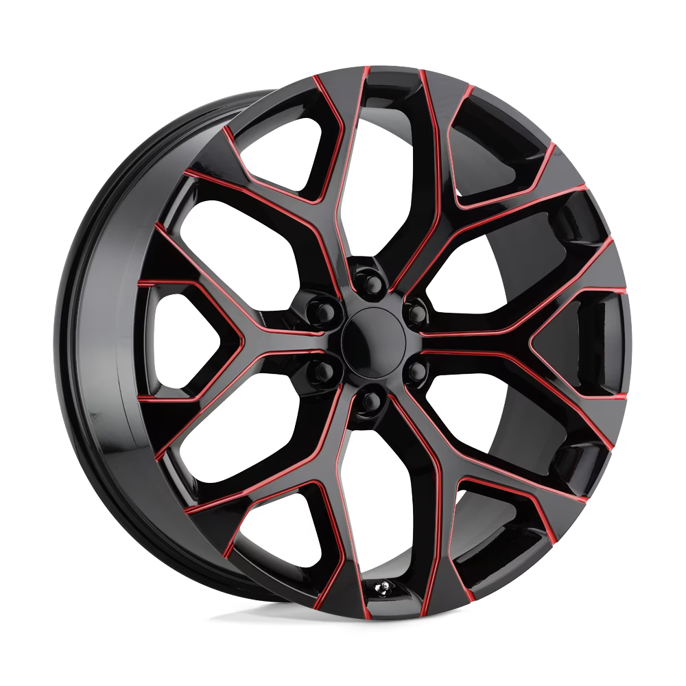 Oe Creations Pr176 26X10 6X139.7 24Et 70.7Cb Gloss Black Red Milled Wheel