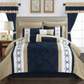 Adara 20 Piece Comforter Set Color Block Pinch Pleat Pintuck Design