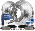 Detroit Axle - Rear Drilled Slotted Brakes and Rotors Brake Pads Replacement for Chevy Silverado 2500 HD Fits select: 2014-2016 CHEVROLET SILVERADO C2500 HEAVY DUTY LT